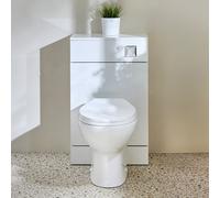 Mueble para WC - Moderno - Color Blanco de 500mm Completo con Inodoro Select con Placa de Accionamiento Cromada - Cluo