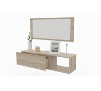 Mueble recibidor con cajon mas espejo, 1m de ancho. roble dormidán