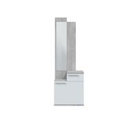 Mueble recibidor con espejo y zapatero karen color blanco artik y cemento 61x185x28 cm
