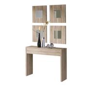 Mueble recibidor consola con 4 espejos lupe 100x76x30cm roble cambrian