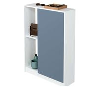 Mueble recibidor neo con zapatero color azul y blanco brillo 110x80x25 cm