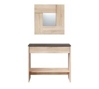 Habitdesign - Mueble Recibidor con Cajón y Espejo, Consola de Entrada Moderna, Color Roble Canadian y Óxido, 92x79x33 cm - Modelo Oxys