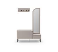Mueble recibidor zapatero crema con espejo bea