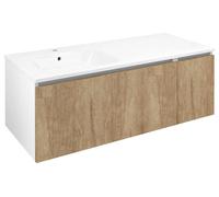 Mueble Sapho LOREA con lavabo, 121x46x51,5 cm (90+30 cm), para montaje en la pared izquierda, acabado en roble Alabama/blanco mate