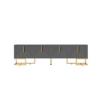 Mueble tv 170x35x47,5 - puerta estructurada, tiradores y pies dorados - gris