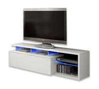 Duérmete Online - Mueble TV con luces Led Tech - Blanco Lacado - Melamina Alta Calidad White