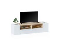 Mueble tv con almacenamiento en blanco mate y roble canadian 138 cm nima blanco artik (blanco mate) - roble canadian 138 x 34 x 40,2 cm 34 cm