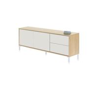 Muebles Pitarch Módulo TV Brooklyn — 2 puertas, 2 cajones, Roble Canadian/Blanco Artik 130x47x41 cm