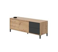 Muebles Pitarch Mueble TV Brooklyn – 2 puertas 2 cajones, Roble Nodi y Gris Antracita 130x47x41 cm