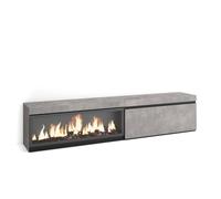 Mueble TV de salón Skraut Home, 208x35x45cm, Fuego Led XXL efecto 3D, Veteado de madera, Tacto poroso de alta calidad Option A Cement