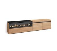 Mueble TV Kroma 3 puertas con chimenea izquierda 45x203x34,6 cm White/black