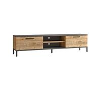 Mueble tv lemp√§√§l√§ 2 estantes aglomerado/metal 160x35x39 cm roble r√∫stico / antracita [en.casa]