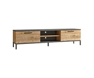 Mueble tv lemp√§√§l√§ 2 estantes aglomerado/metal 160x35x39 cm roble r√∫stico / antracita [en.casa]
