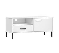 Mueble tv - mesa de tv con patas de metal oslo madera maciza pino blanco