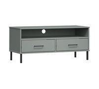 Mueble tv - mesa de tv con patas de metal oslo madera maciza pino gris