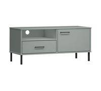 Mueble tv - mesa de tv con patas de metal oslo madera maciza pino gris