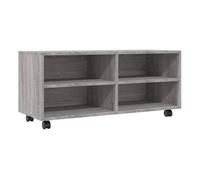 Mueble tv - mesa de tv con ruedas madera contrachapada gris 90x35x35 cm