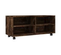Mueble tv - mesa de tv con ruedas madera contrachapada roble humo 90x35x35cm