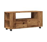 Mueble tv - mesa de tv con ruedas madera ingeniería envejecida 102x34,5x43cm
