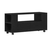 Mueble tv - mesa de tv ruedas madera ingeniería roble negro 102x34,5x43cm