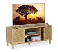 Relaxdays Mueble de TV efecto ratán marrón claro