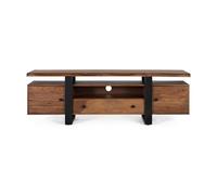 Mueble TV - Mueble de Televisión - Decoración Salón - Madera de Palisandro y Metal - Estructura Vista y Volúmenes Suspendidos - Almacenaje Bajo para Salón - Nogal - 55 x 170 x 45 cm