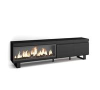 Mueble TV Skraut Home, 208x35x57cm, Fuego Led XXL efecto 3D, Veteado de madera, Tacto poroso de alta calidad Option a