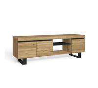 Skraut Home - Mueble de TV con patas y puertas - acabado color Roble/Negro - Varias medidas disponibles 120/140/160x40x53cm