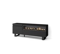 Mueble TV Skraut Home en melamina de alta calidad, Fuego led efecto 3d, Estilo Moderno Elegante, 153x35x57cm Black - b