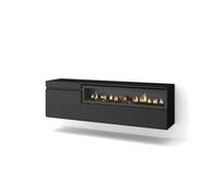 Mueble TV Skraut Home en melamina de alta calidad, Fuego led efecto 3d, Estilo Moderno Elegante, 153x35x45cm Black - b