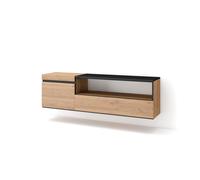 Mueble Tv, Televisión, Muebles De Salón, Almacenaje, 150x45x35cm, Para Tv Hasta 65", Colgado, Suspendido, Estilo Moderno, Roble Y Negro