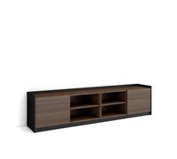 Mueble TV Skraut Home, Muebles de salón, almacenaje, 207x50x37 cm, Para TV hasta 80", Con almacenamiento, Estilo Moderno, Roble oscuro y Negro Brown