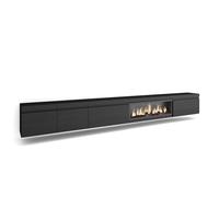 Mueble TV Skraut Home, Muebles de salón, almacenaje, 368x35x45cm, Chimenea eléctrica XXL efecto fuego 3d, Colgado, color Negro Black - option a