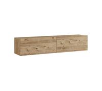 [en.casa] Mueble TV Lapinlahti Suspendido Mesa Tele de Pared con 2 Puertas Aglomerado 140 x 32 x 30 cm - Efecto Roble rústico