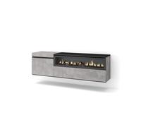 Mueble tv | televisión | muebles de salón, almacenaje | 150x45x35cm | para tv hasta 65" | chimenea eléctrica | colgado, suspendido | estilo moderno | cemento