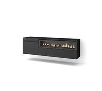 Mueble tv | televisión | muebles de salón, almacenaje | 150x45x35cm | para tv hasta 65" | chimenea eléctrica | colgado, suspendido | estilo moderno | negro