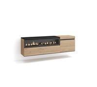 Mueble tv | televisión | muebles de salón, almacenaje | 150x45x35cm | para tv hasta 65" | chimenea eléctrica | colgado, suspendido | estilo moderno | roble y negro