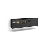 Mueble tv | televisión | muebles de salón, almacenaje | 150x45x35cm | para tv hasta 65" | chimenea eléctrica | colgado, suspendido | estilo moderno | negro