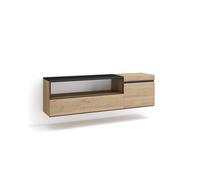 Mueble tv | televisión | muebles de salón, almacenaje | 150x45x35cm | para tv hasta 65" | colgado, suspendido | estilo moderno | roble y negro