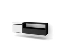 Mueble Tv, Televisión, Muebles De Salón, Almacenaje, 150x45x35cm, Para Tv Hasta 65", Colgado, Suspendido, Estilo Moderno, Blanco Y Negro
