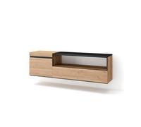 Mueble Tv, Televisión, Muebles De Salón, Almacenaje, 150x45x35cm, Para Tv Hasta 65", Colgado, Suspendido, Estilo Moderno, Roble Y Negro