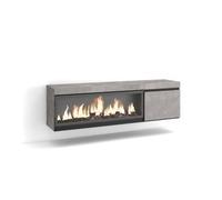 Mueble Tv, Televisión, Muebles De Salón, Almacenaje, 160, Para Tv Hasta 65", Chimenea Eléctrica Xxl, Colgado, Suspendido, Estilo Moderno, Cemento