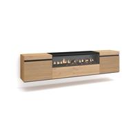 Mueble tv | televisión | muebles de salón, almacenaje | 200x45x35cm | para tv hasta 80" | chimenea eléctrica | colgado, suspendido | estilo moderno | roble