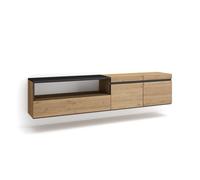 Mueble tv | televisión | muebles de salón, almacenaje | 200x45x35cm | para tv hasta 80" | colgado, suspendido | estilo moderno | roble y negro
