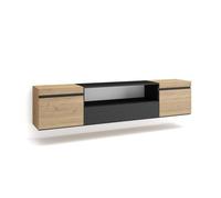 Mueble tv | televisión | muebles de salón, almacenaje | 200x45x35cm | para tv hasta 80" | colgado, suspendido | estilo moderno | roble y negro
