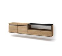 Mueble tv | televisión | muebles de salón, almacenaje | 200x45x35cm | para tv hasta 80" | colgado, suspendido | estilo moderno | roble y negro