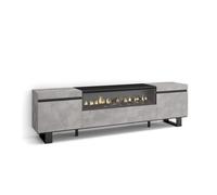 Mueble tv | televisión | muebles de salón, almacenaje | 200x57x35cm | para tv hasta 80" | chimenea eléctrica | diseño industrial | estilo moderno | cemento