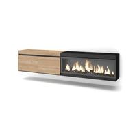 Mueble tv | televisión | muebles de salón, almacenaje | 210 | para tv hasta 80" | chimenea eléctrica xxl | colgado, suspendido | estilo moderno | roble y negro