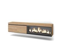 Mueble tv | televisión | muebles de salón, almacenaje | 210 | para tv hasta 80" | chimenea eléctrica xxl | colgado, suspendido | estilo moderno | roble