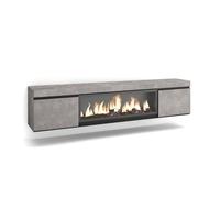 Mueble tv | televisión | muebles de salón, almacenaje | 210 | para tv hasta 80" | chimenea eléctrica xxl | colgado, suspendido | estilo moderno | cemento